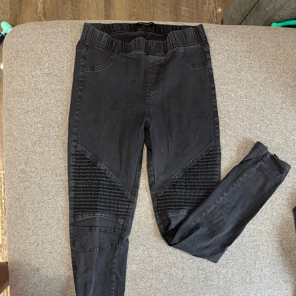 Beulah Black Ribbed Moto Skinny Jeans